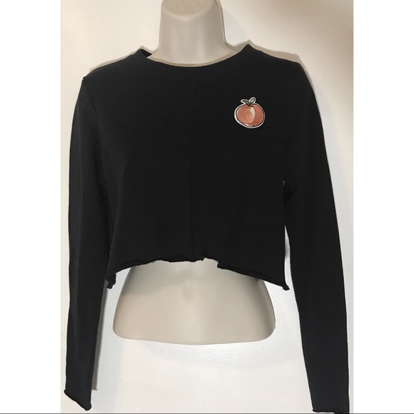 H&M Sweaters - H&M Peach/Orange Cropped Black Long Sleeve Top